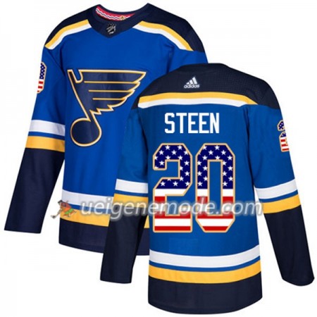 Herren Eishockey St. Louis Blues Trikot Alexander Steen 20 Adidas 2017-2018 Blue USA Flag Fashion Authentic